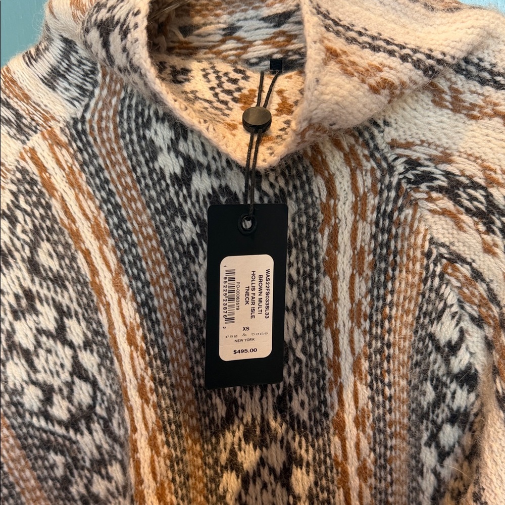 rag & bone Fair Isle Sweater - Cream and Brown - Picture 4 of 6